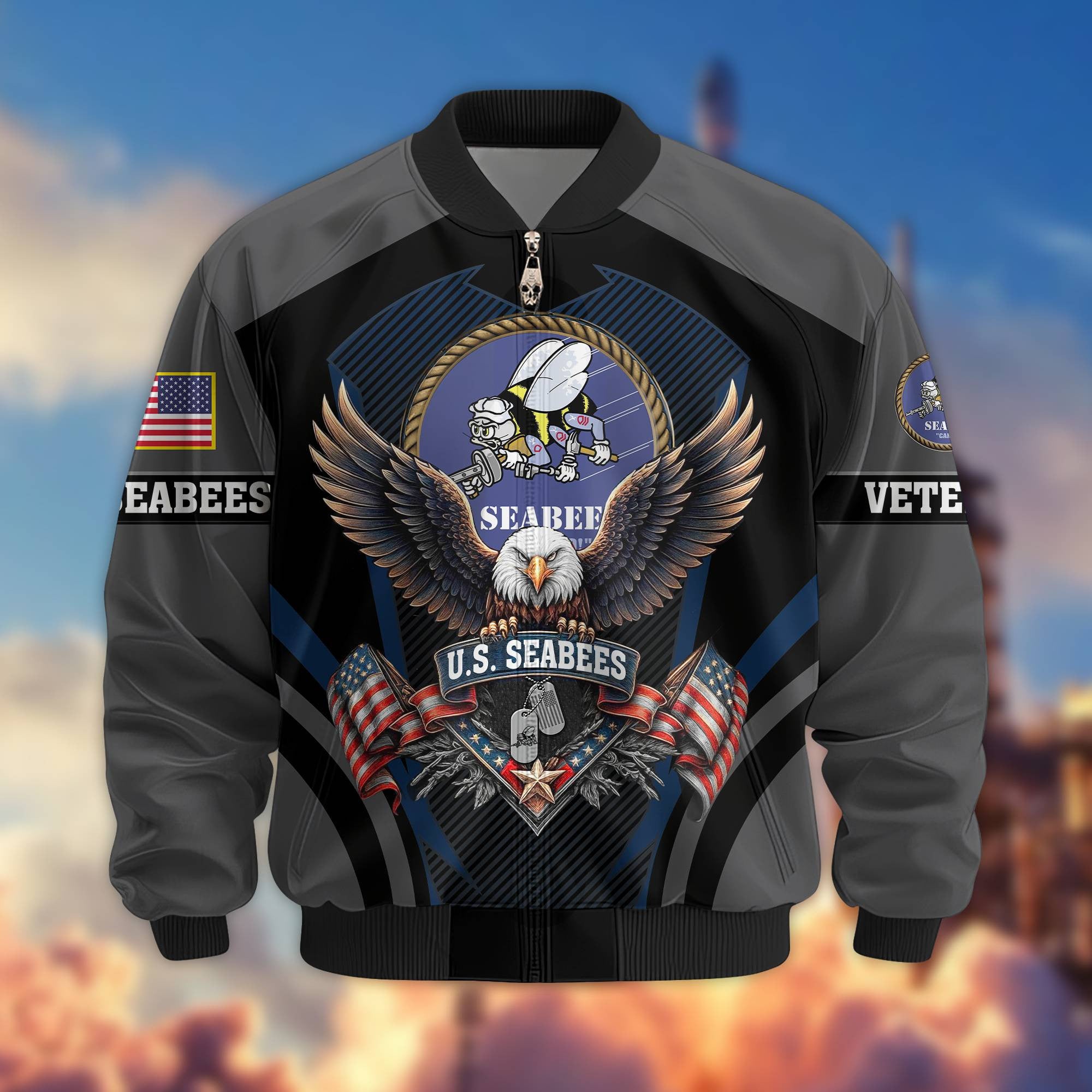 Premium US Veterans Bomber Jacket, Gifts For US Veterans, Gifts On Father's Day, Veterans Day.