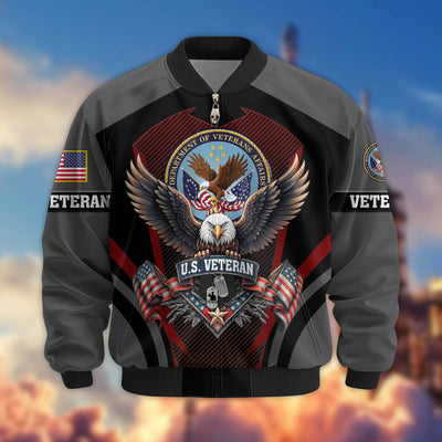 Premium US Veterans Bomber Jacket, Gifts For US Veterans, Gifts On Father's Day, Veterans Day.