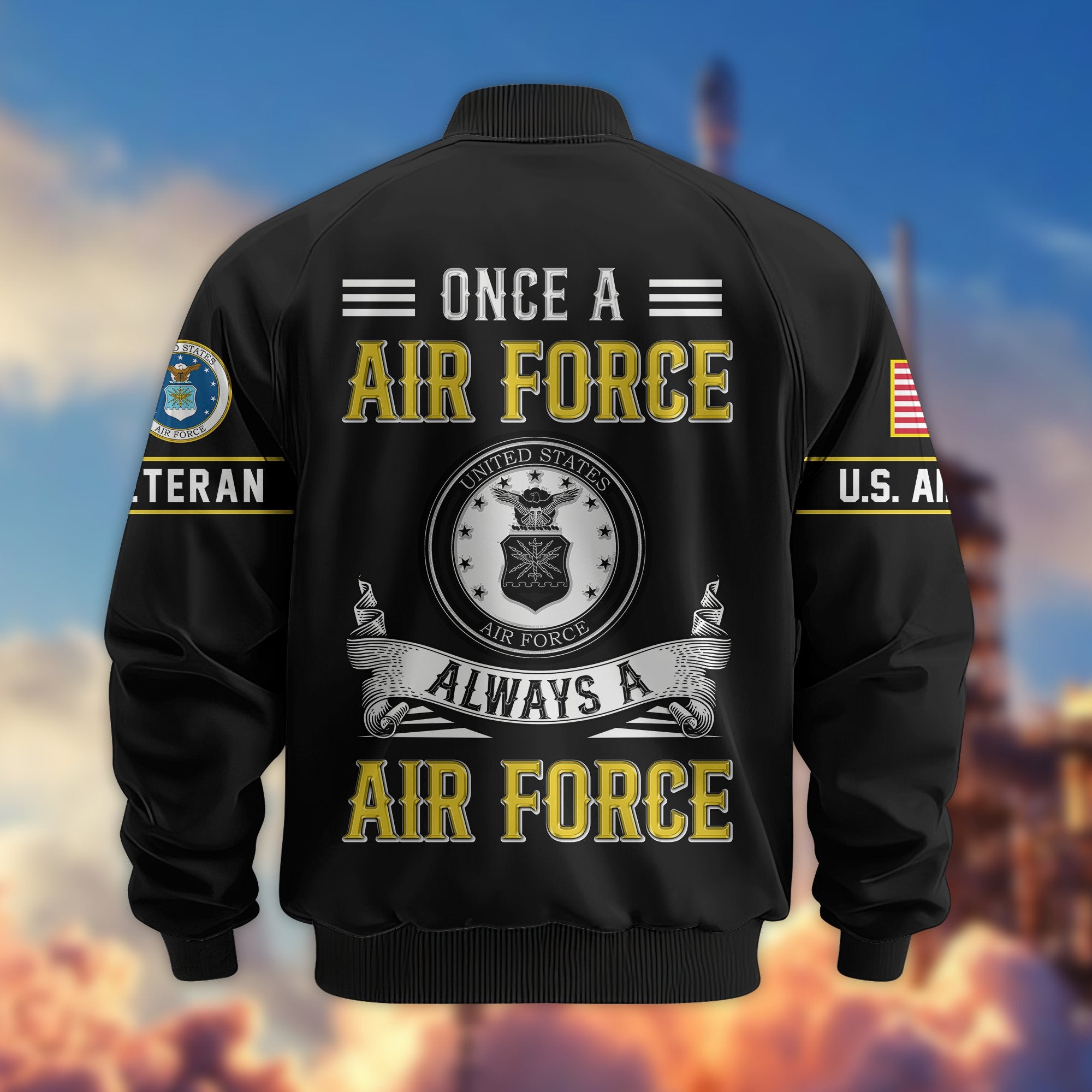 Premium US Veterans Bomber Jacket, Gifts For US Veterans, Gifts On Father's Day, Veterans Day.