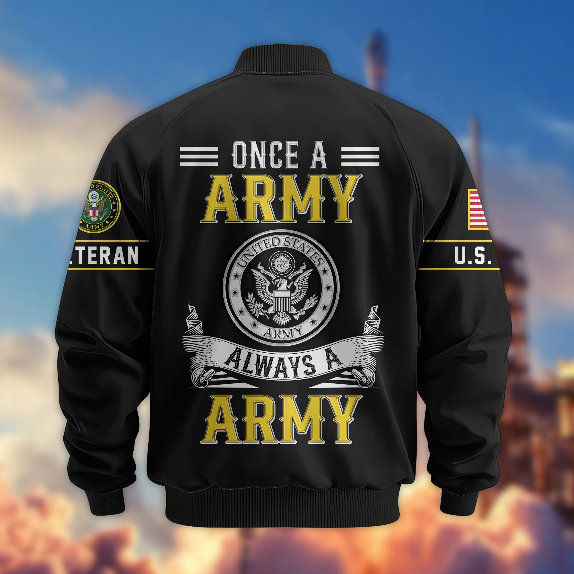 Premium US Veterans Bomber Jacket, Gifts For US Veterans, Gifts On Father's Day, Veterans Day.