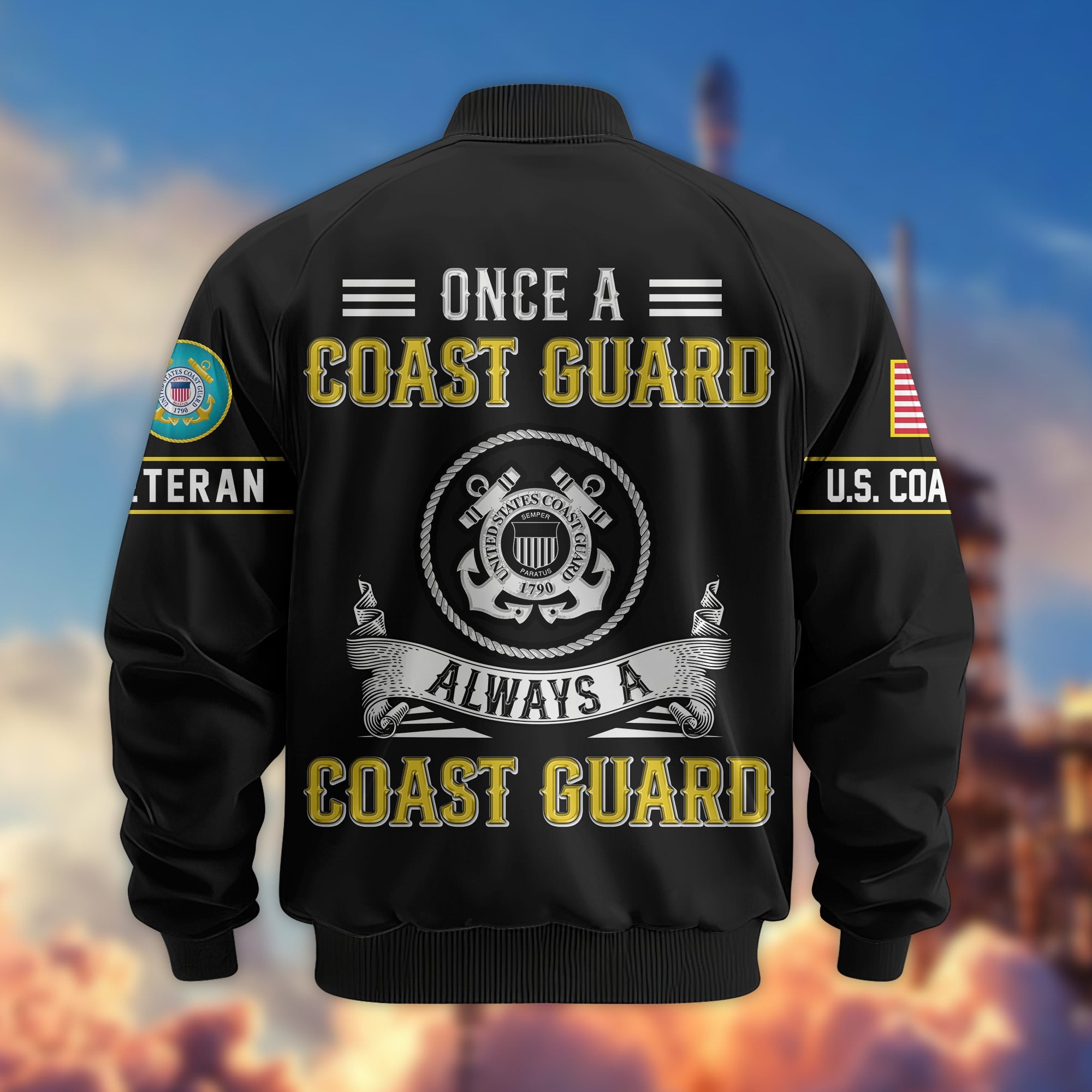Premium US Veterans Bomber Jacket, Gifts For US Veterans, Gifts On Father's Day, Veterans Day.