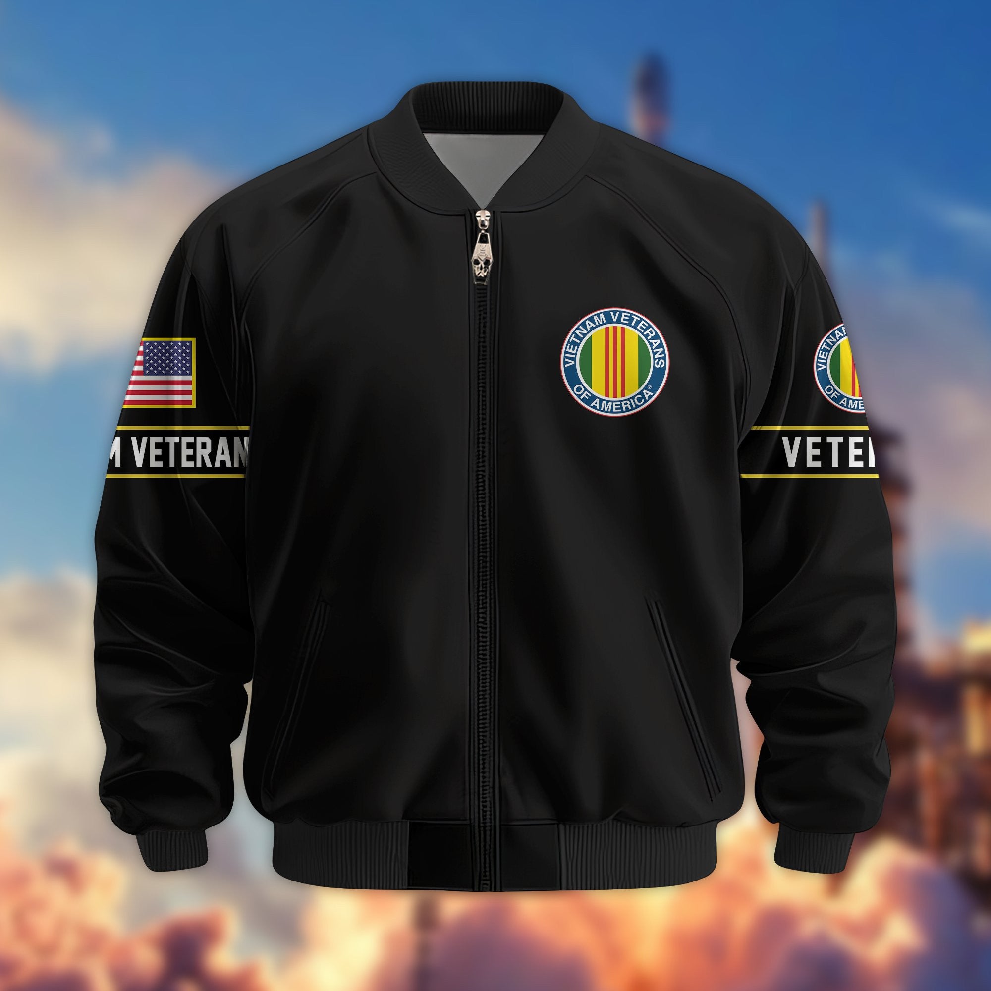 Premium US Veterans Bomber Jacket, Gifts For US Veterans, Gifts On Father's Day, Veterans Day.