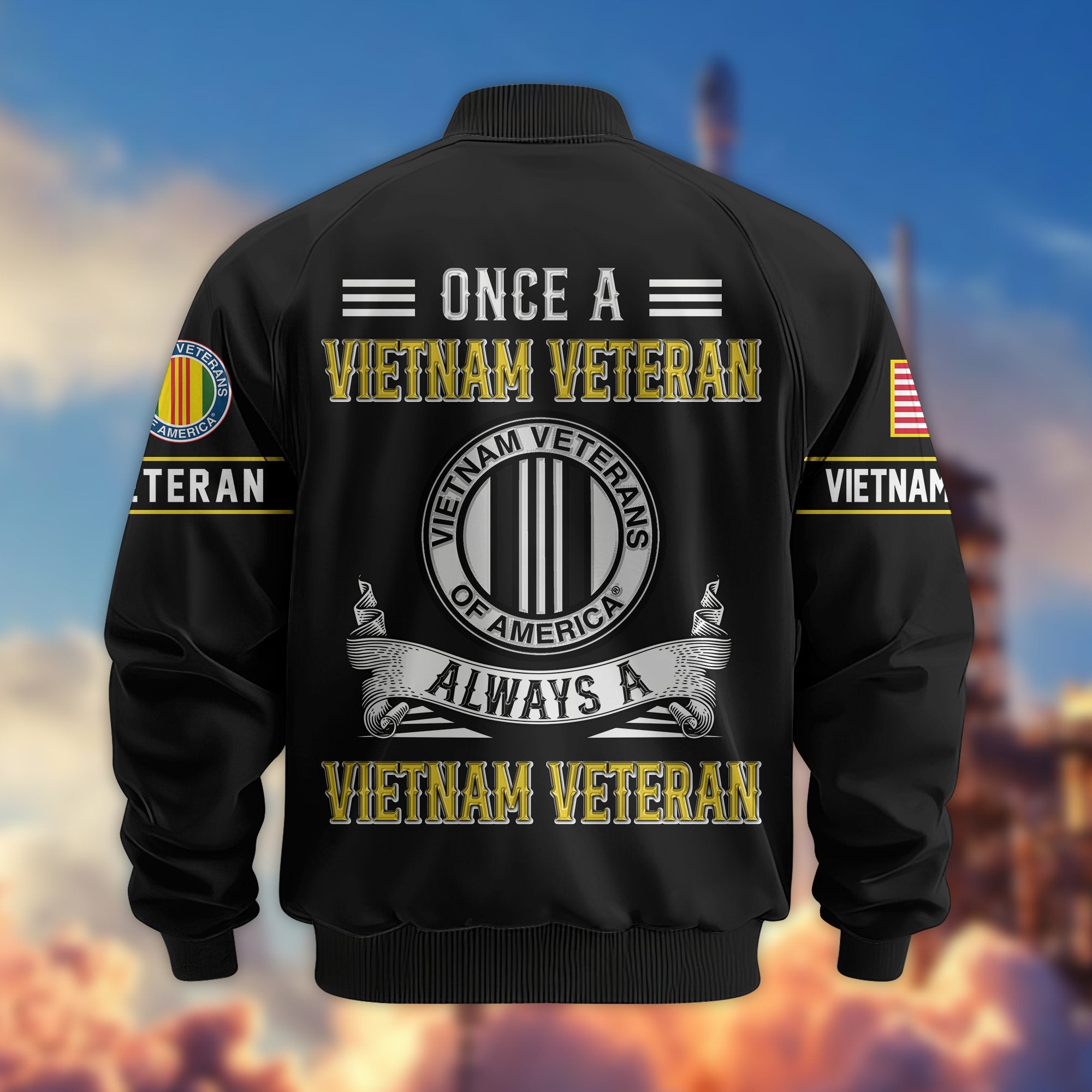 Premium US Veterans Bomber Jacket, Gifts For US Veterans, Gifts On Father's Day, Veterans Day.