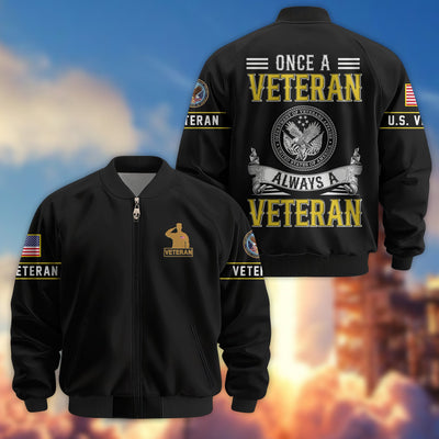 Premium US Veterans Bomber Jacket, Gifts For US Veterans, Gifts On Father's Day, Veterans Day.