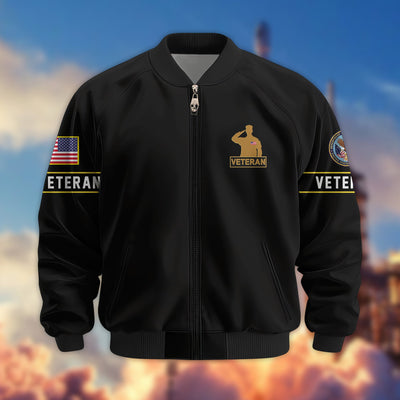 Premium US Veterans Bomber Jacket, Gifts For US Veterans, Gifts On Father's Day, Veterans Day.