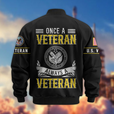 Premium US Veterans Bomber Jacket, Gifts For US Veterans, Gifts On Father's Day, Veterans Day.