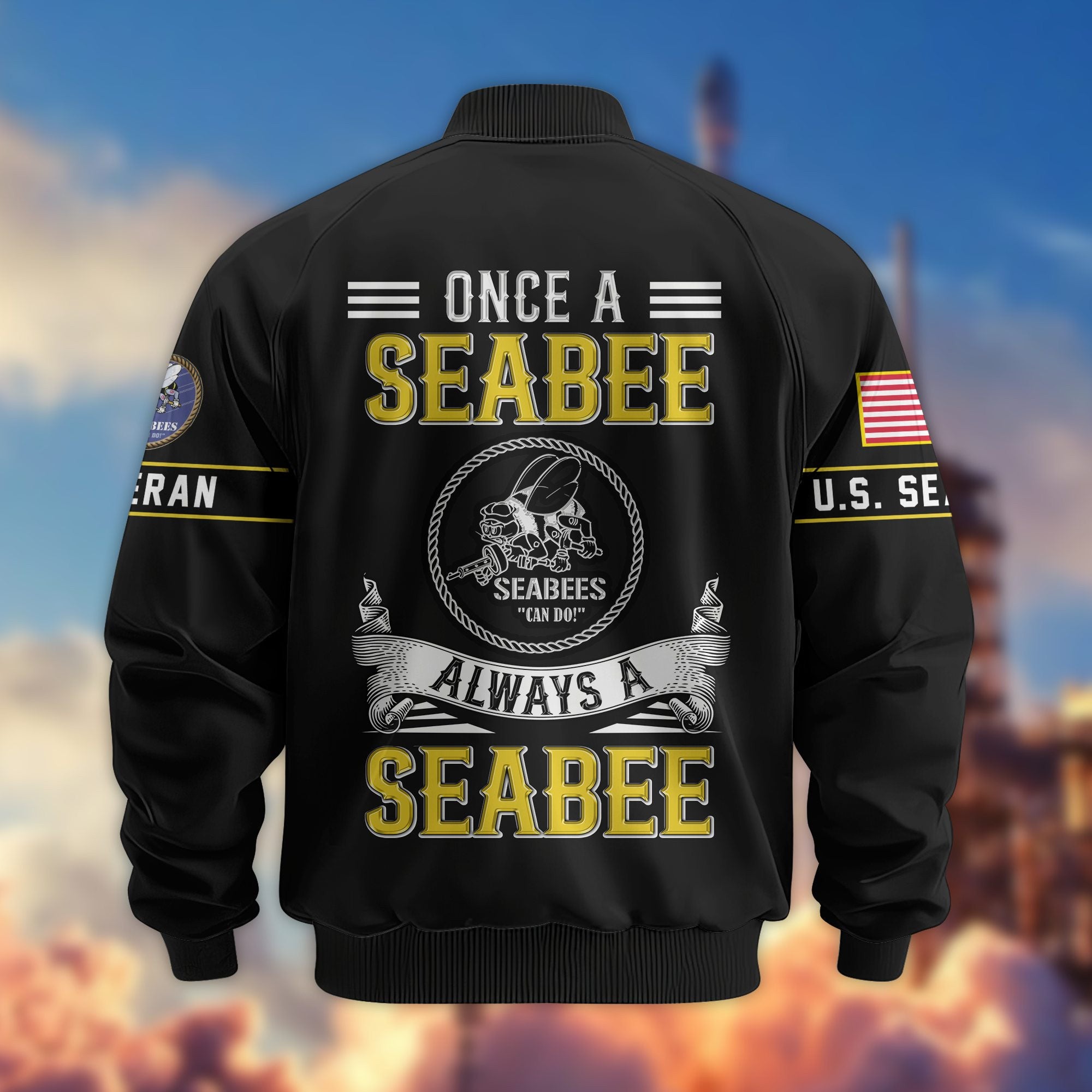 Premium US Veterans Bomber Jacket, Gifts For US Veterans, Gifts On Father's Day, Veterans Day.