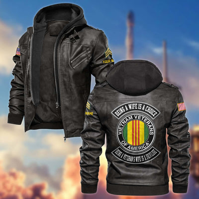 Premium Being A Wife Is A Choice Being A Veteran’s Wife Is A Privilege Leather Jacket