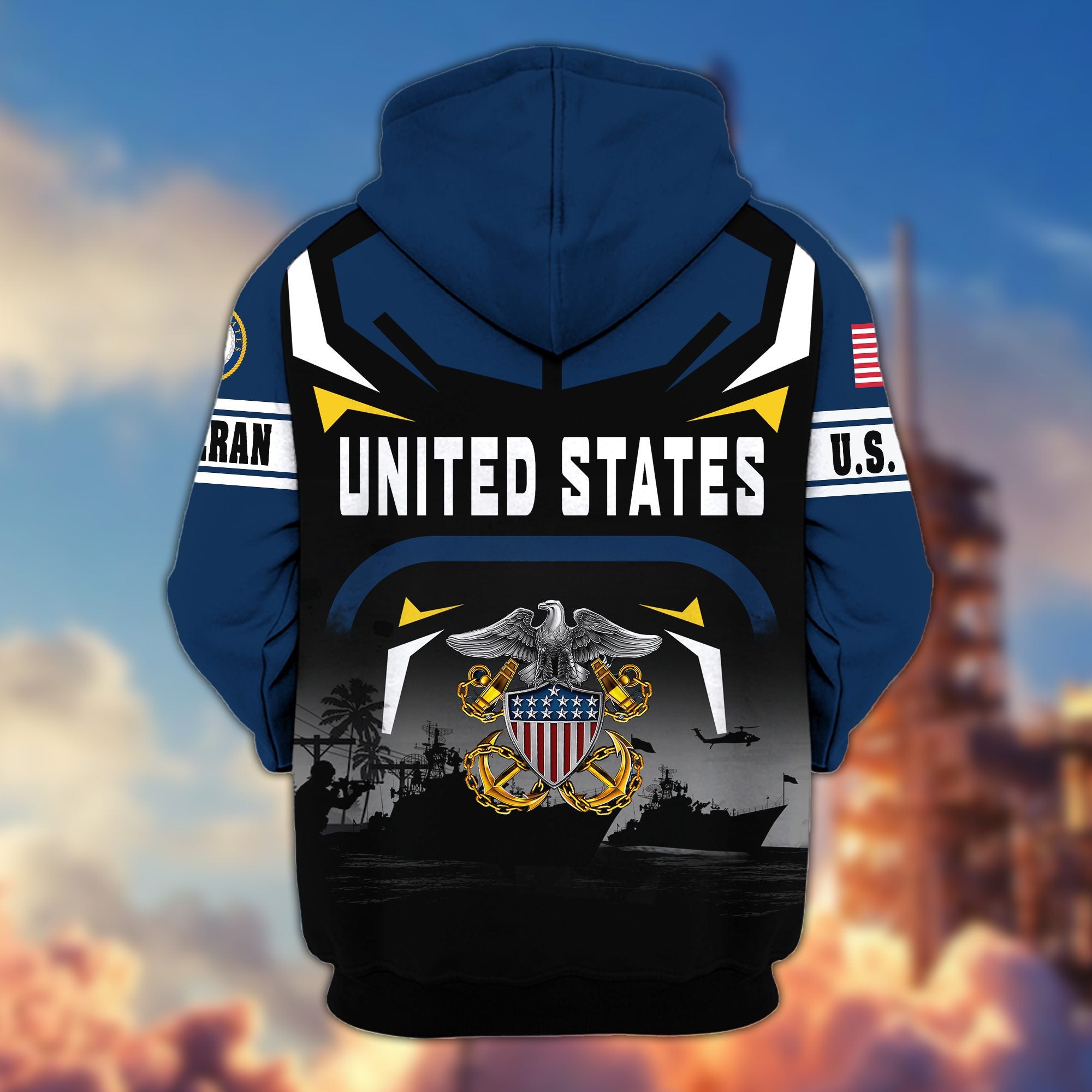 Premium US Veterans Zip Hoodie, Gifts For US Veterans, Gifts On Father's Day, Veterans Day.