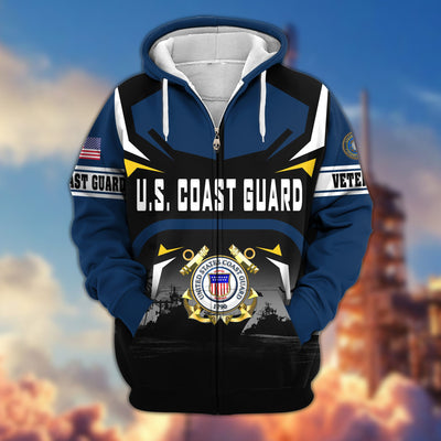 Premium US Veterans Zip Hoodie, Gifts For US Veterans, Gifts On Father's Day, Veterans Day.