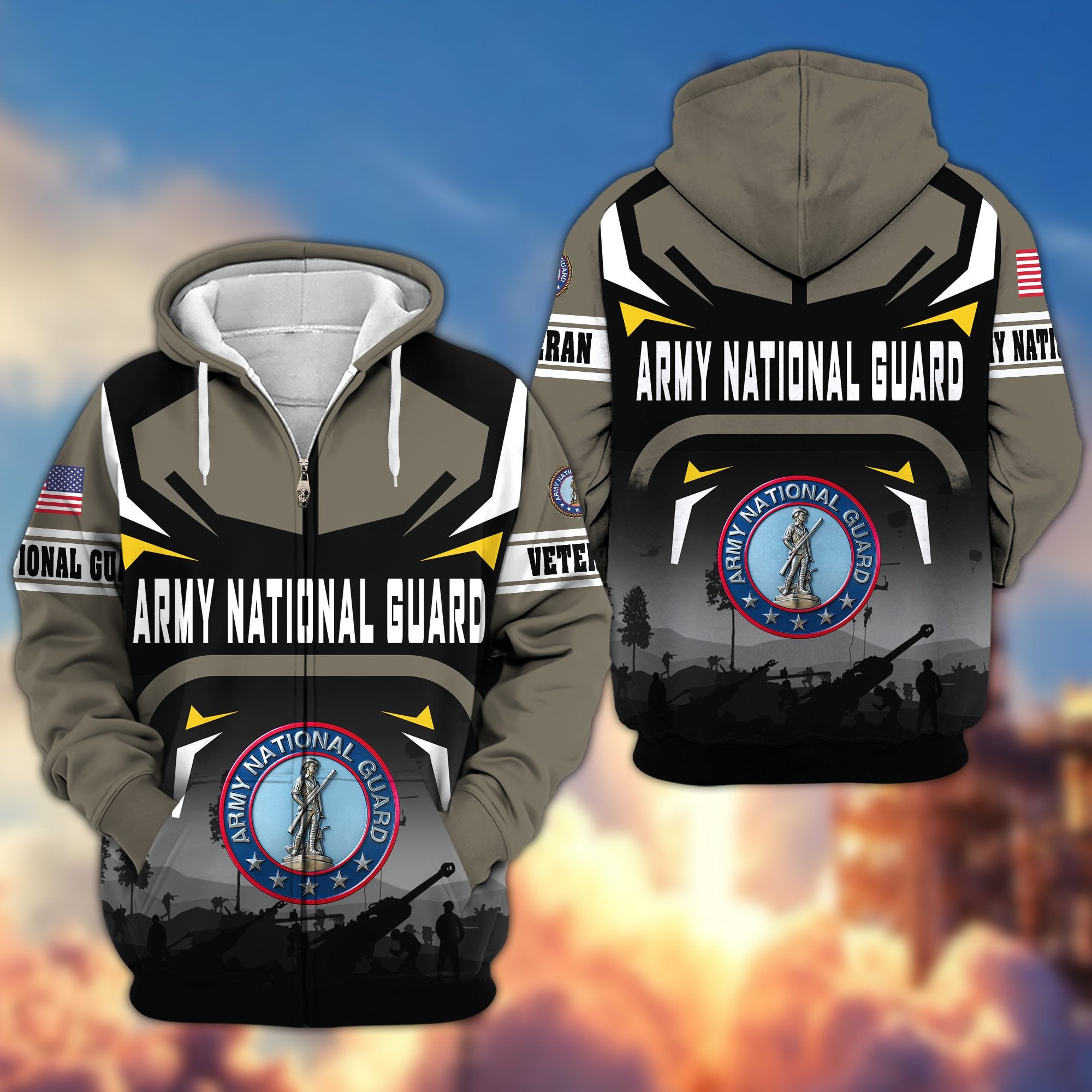 Premium US Veterans Zip Hoodie, Gifts For US Veterans, Gifts On Father's Day, Veterans Day.