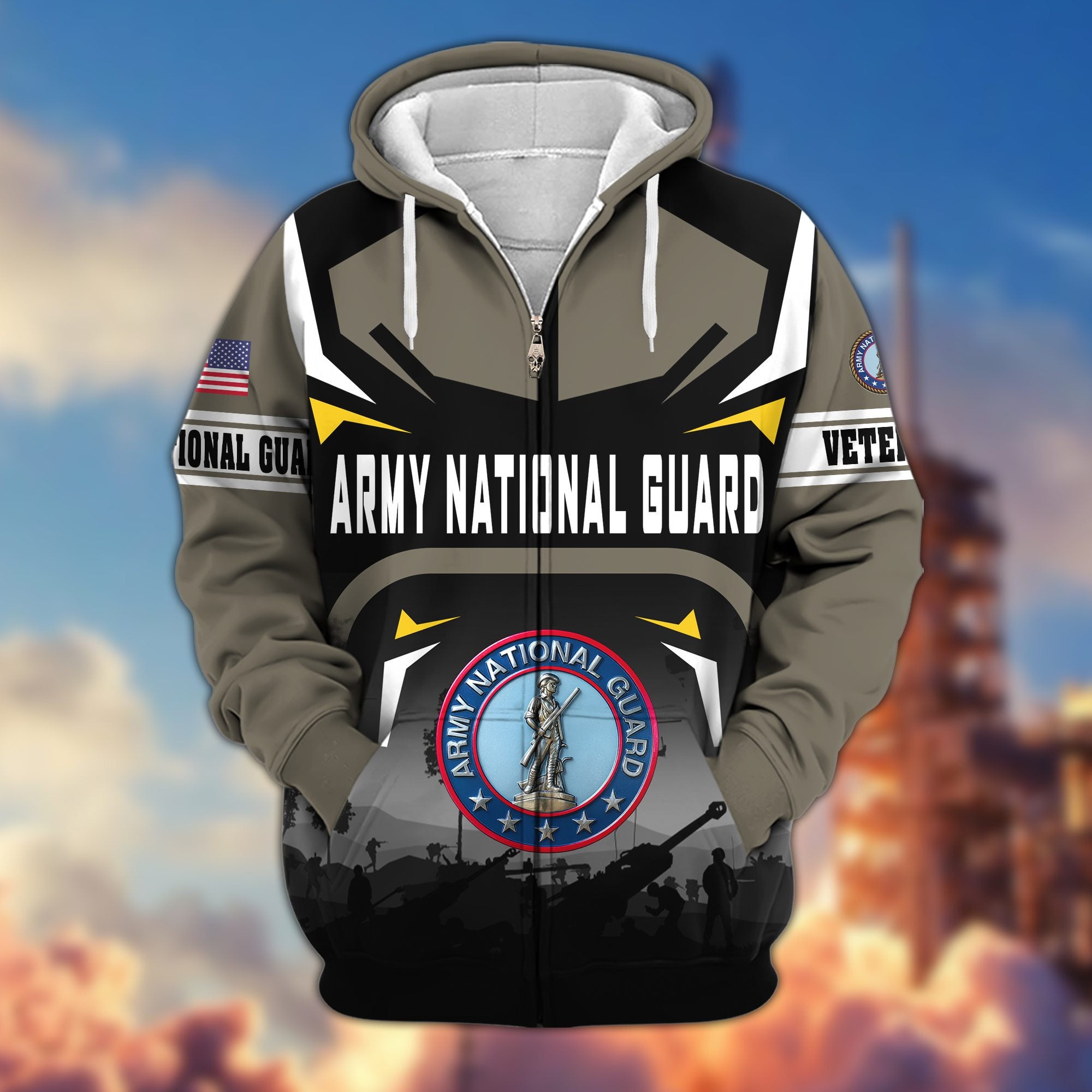 Premium US Veterans Zip Hoodie, Gifts For US Veterans, Gifts On Father's Day, Veterans Day.