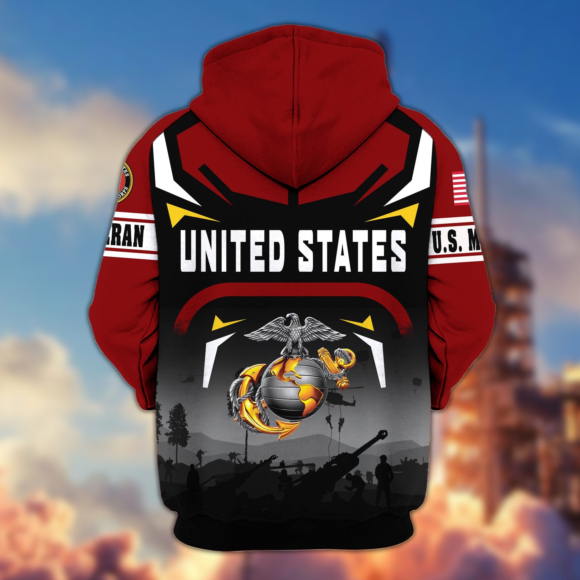 Premium US Veterans Zip Hoodie, Gifts For US Veterans, Gifts On Father's Day, Veterans Day.
