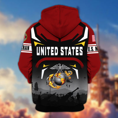 Premium US Veterans Zip Hoodie, Gifts For US Veterans, Gifts On Father's Day, Veterans Day.