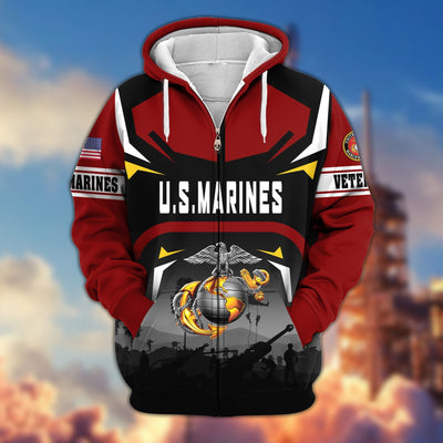 Premium US Veterans Zip Hoodie, Gifts For US Veterans, Gifts On Father's Day, Veterans Day.