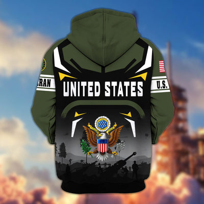 Premium US Veterans Zip Hoodie, Gifts For US Veterans, Gifts On Father's Day, Veterans Day.
