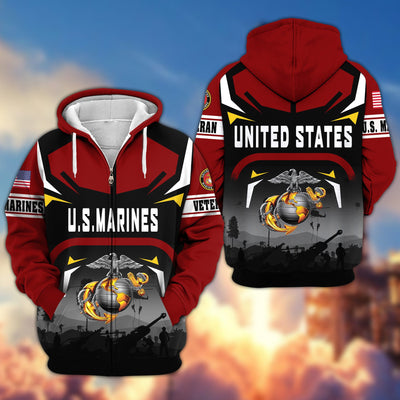 Premium US Veterans Zip Hoodie, Gifts For US Veterans, Gifts On Father's Day, Veterans Day.