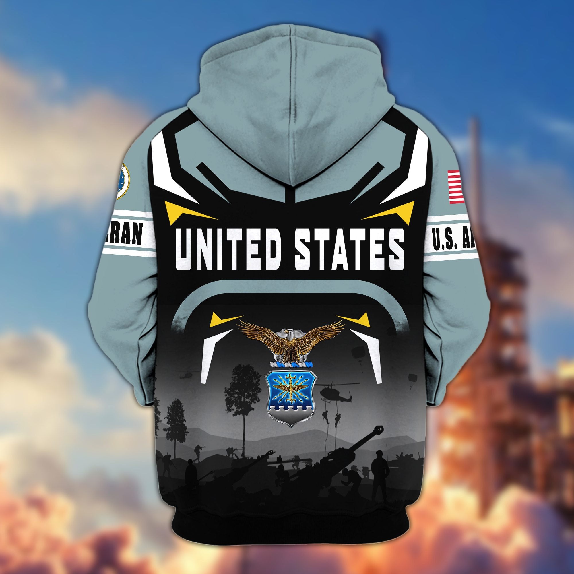 Premium US Veterans Zip Hoodie, Gifts For US Veterans, Gifts On Father's Day, Veterans Day.