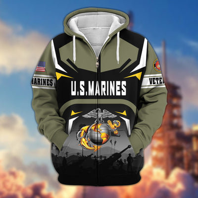 Premium US Veterans Zip Hoodie, Gifts For US Veterans, Gifts On Father's Day, Veterans Day.