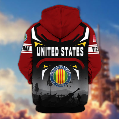 Premium US Veterans Zip Hoodie, Gifts For US Veterans, Gifts On Father's Day, Veterans Day.