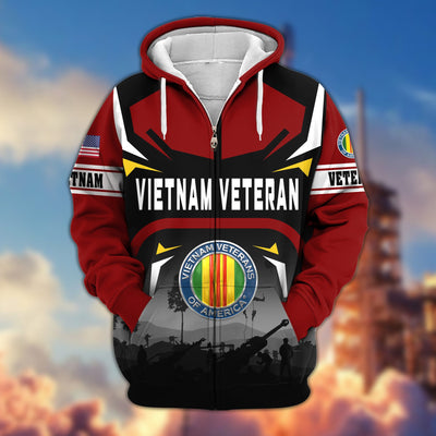 Premium US Veterans Zip Hoodie, Gifts For US Veterans, Gifts On Father's Day, Veterans Day.