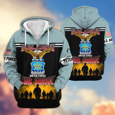 Premium US Veterans Zip Hoodie, Gifts For US Veterans, Gifts On Father's Day, Veterans Day.