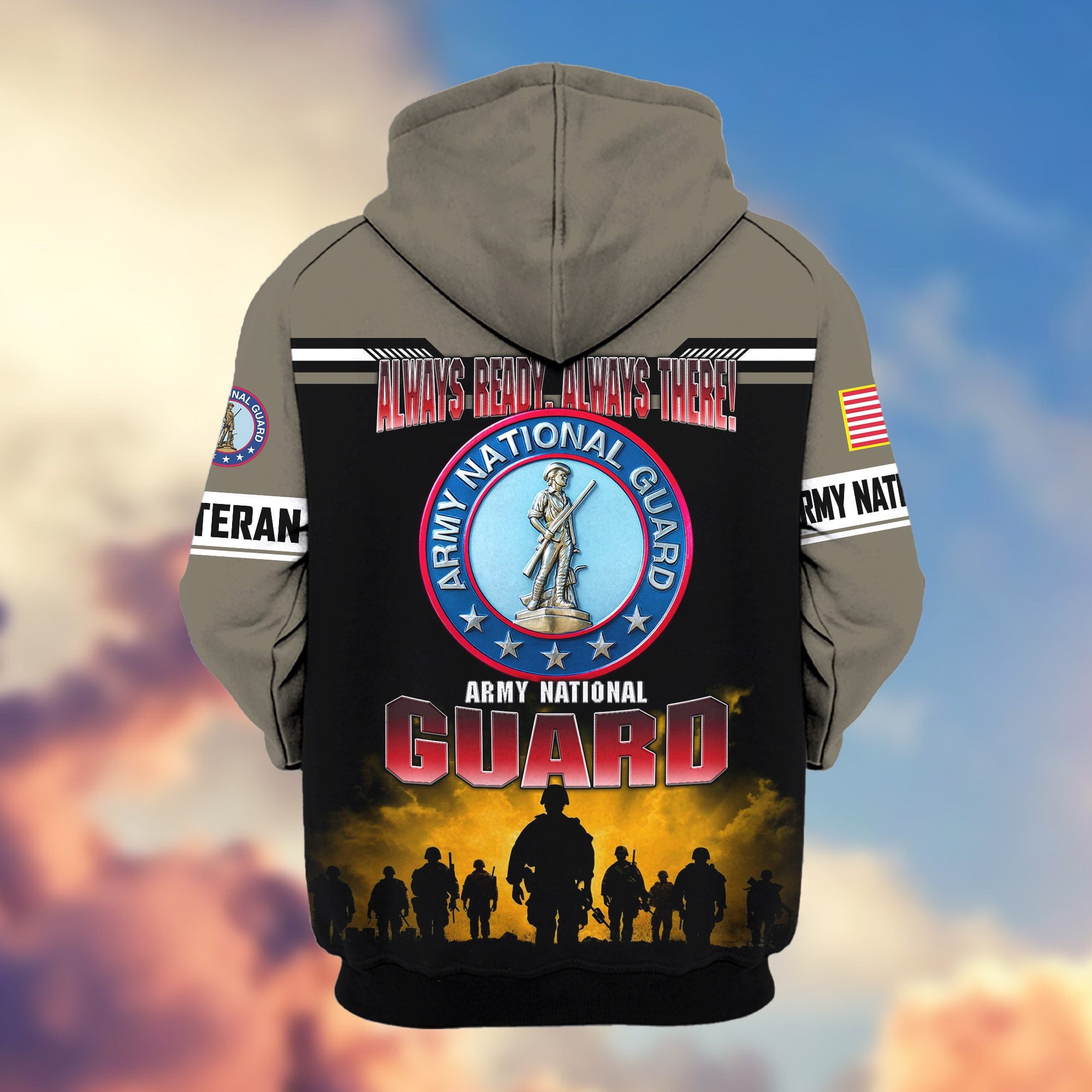 Premium US Veterans Zip Hoodie, Gifts For US Veterans, Gifts On Father's Day, Veterans Day.