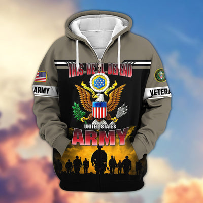 Premium US Veterans Zip Hoodie, Gifts For US Veterans, Gifts On Father's Day, Veterans Day.