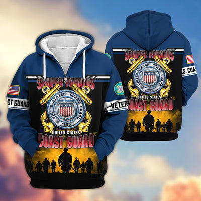 Premium US Veterans Zip Hoodie, Gifts For US Veterans, Gifts On Father's Day, Veterans Day.