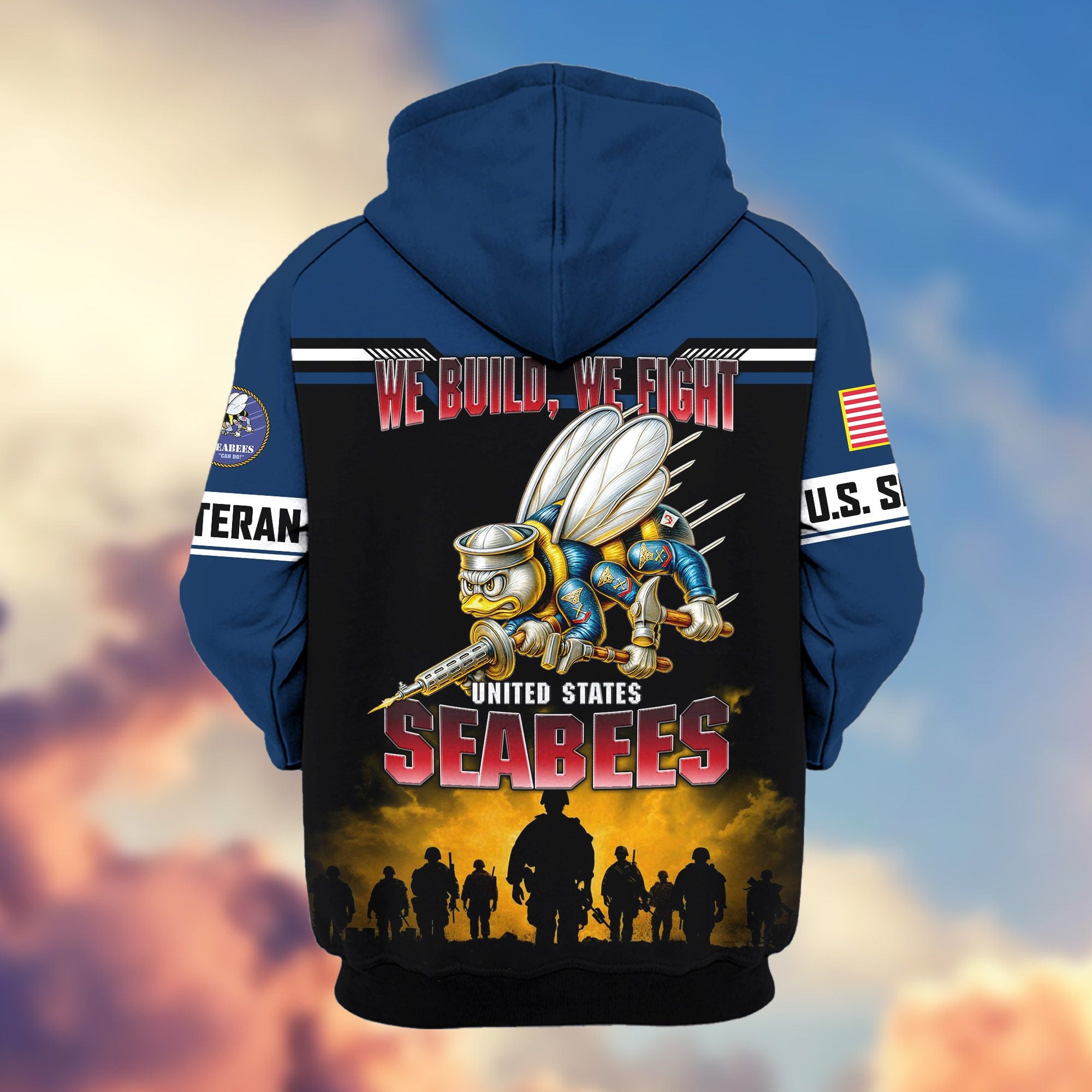 Premium US Veterans Zip Hoodie, Gifts For US Veterans, Gifts On Father's Day, Veterans Day.