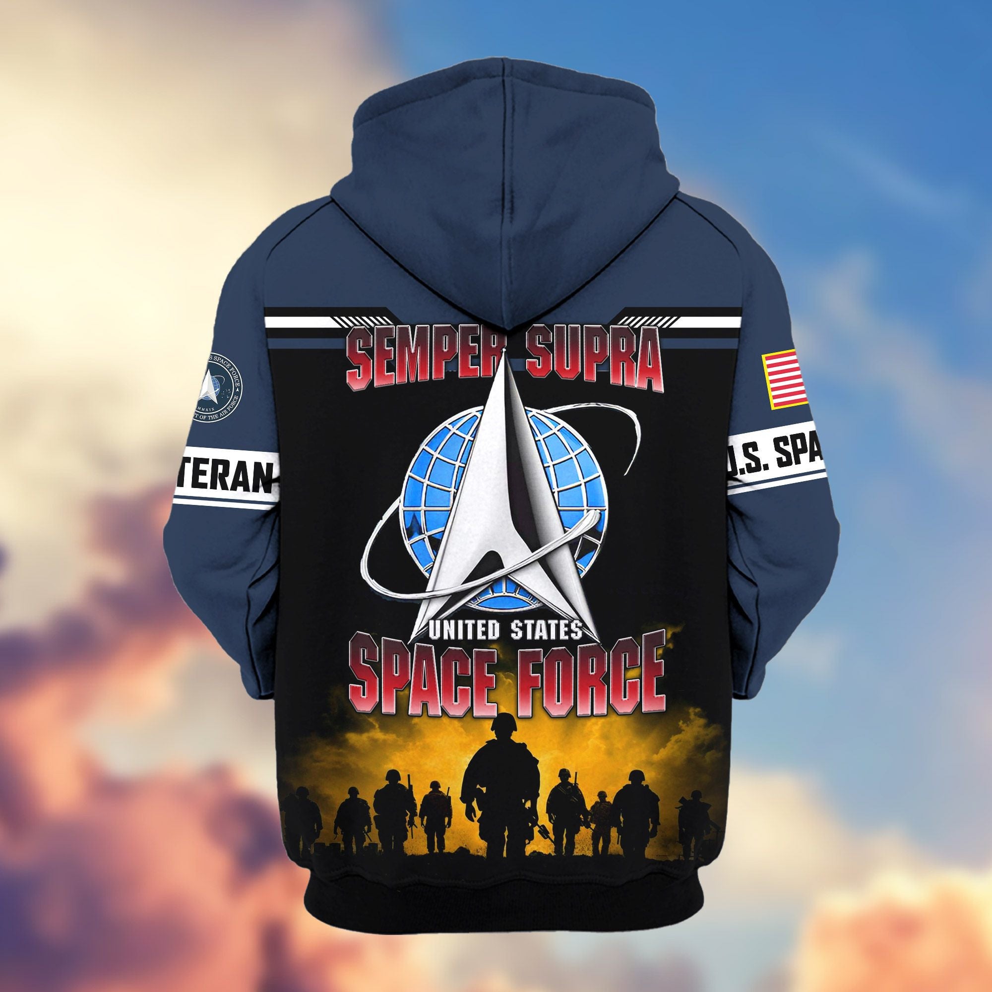 Premium US Veterans Zip Hoodie, Gifts For US Veterans, Gifts On Father's Day, Veterans Day.