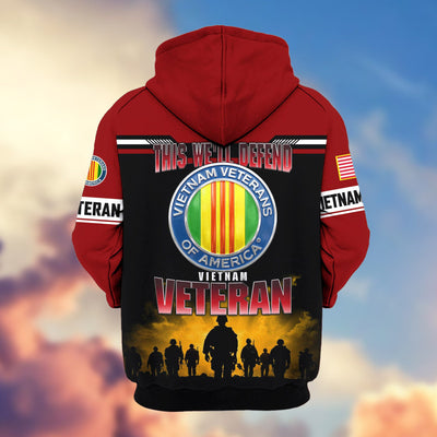 Premium US Veterans Zip Hoodie, Gifts For US Veterans, Gifts On Father's Day, Veterans Day.