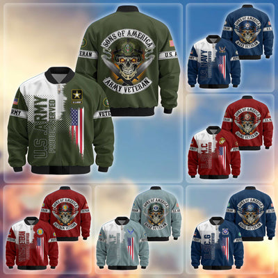 Premium Sons Of America US Veterans Bomber Jacket, Gifts For US Veterans, Gifts For Dad, Gifts On Father's Day, Veterans Day.