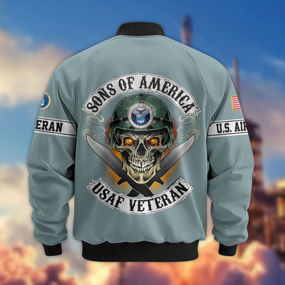 Premium Sons Of America US Veterans Bomber Jacket, Gifts For US Veterans, Gifts For Dad, Gifts On Father's Day, Veterans Day.