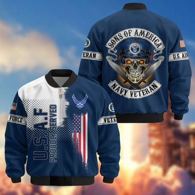 Premium Sons Of America US Veterans Bomber Jacket, Gifts For US Veterans, Gifts For Dad, Gifts On Father's Day, Veterans Day.