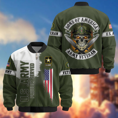 Premium Sons Of America US Veterans Bomber Jacket, Gifts For US Veterans, Gifts For Dad, Gifts On Father's Day, Veterans Day.