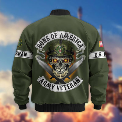 Premium Sons Of America US Veterans Bomber Jacket, Gifts For US Veterans, Gifts For Dad, Gifts On Father's Day, Veterans Day.