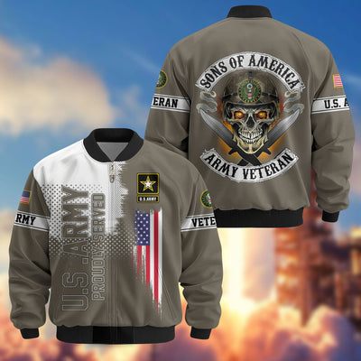 Premium Sons Of America US Veterans Bomber Jacket, Gifts For US Veterans, Gifts For Dad, Gifts On Father's Day, Veterans Day.
