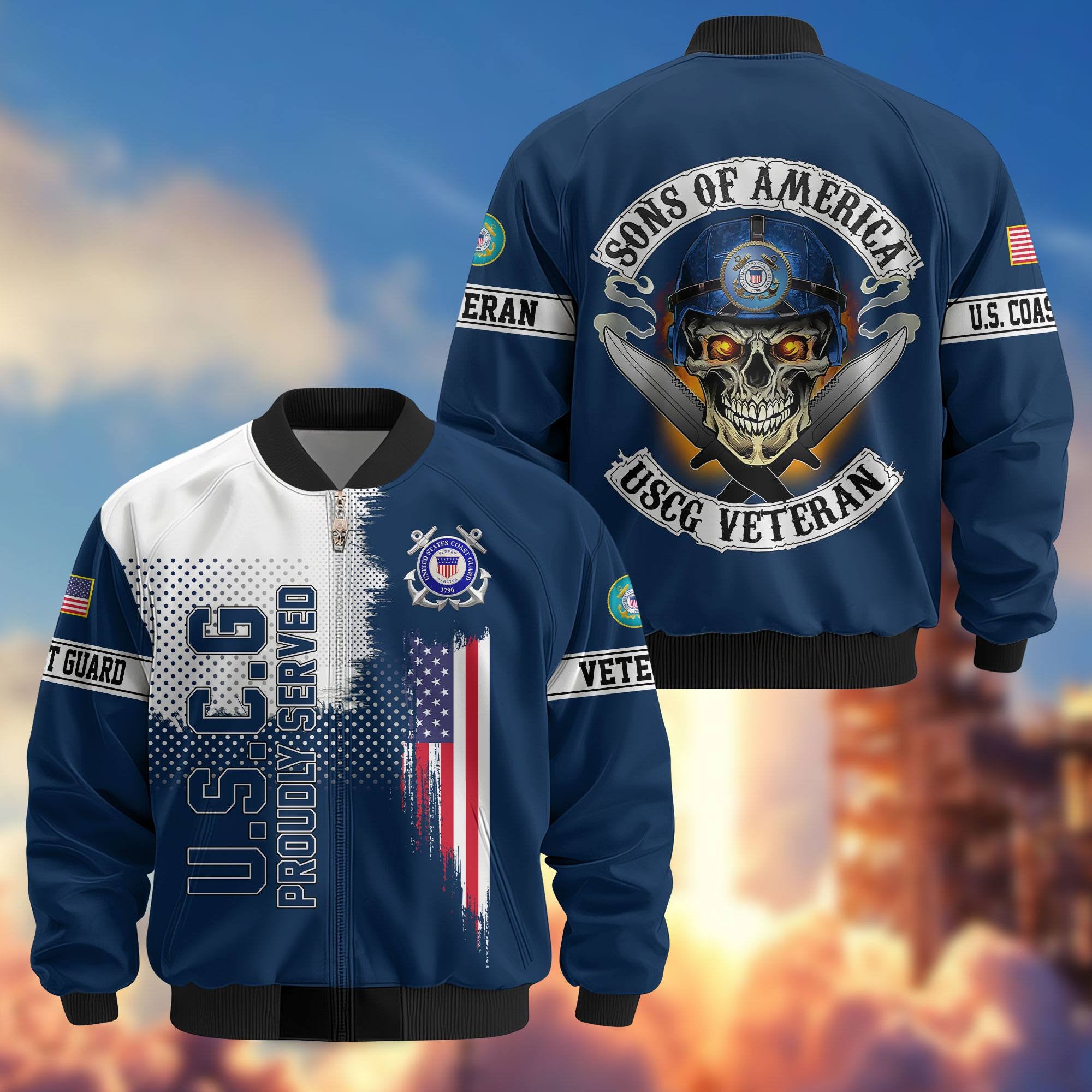 Premium Sons Of America US Veterans Bomber Jacket, Gifts For US Veterans, Gifts For Dad, Gifts On Father's Day, Veterans Day.