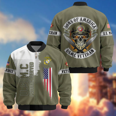 Premium Sons Of America US Veterans Bomber Jacket, Gifts For US Veterans, Gifts For Dad, Gifts On Father's Day, Veterans Day.