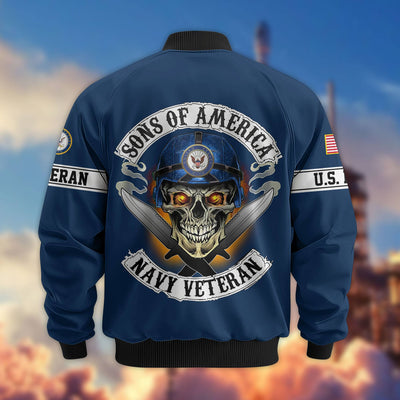 Premium Sons Of America US Veterans Bomber Jacket, Gifts For US Veterans, Gifts For Dad, Gifts On Father's Day, Veterans Day.