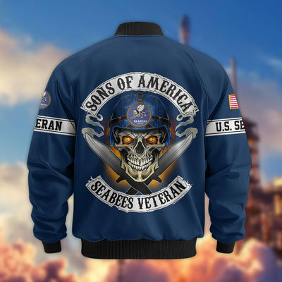Premium Sons Of America US Veterans Bomber Jacket, Gifts For US Veterans, Gifts For Dad, Gifts On Father's Day, Veterans Day.