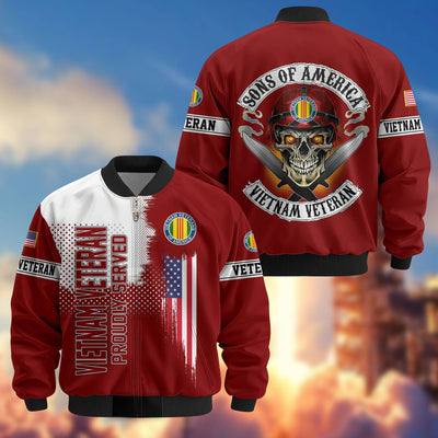 Premium Sons Of America US Veterans Bomber Jacket, Gifts For US Veterans, Gifts For Dad, Gifts On Father's Day, Veterans Day.