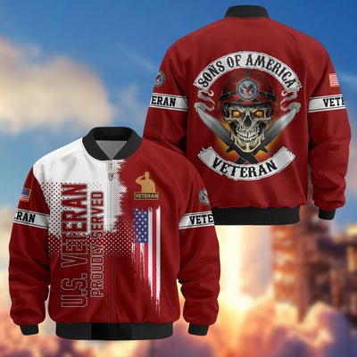 Premium Sons Of America US Veterans Bomber Jacket, Gifts For US Veterans, Gifts For Dad, Gifts On Father's Day, Veterans Day.