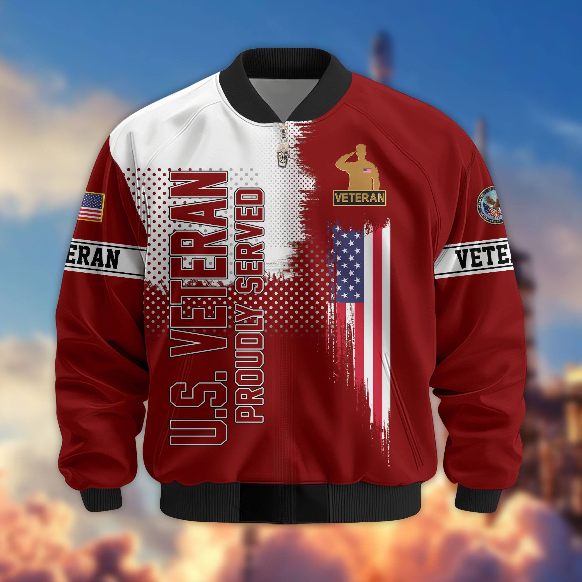 Premium Sons Of America US Veterans Bomber Jacket, Gifts For US Veterans, Gifts For Dad, Gifts On Father's Day, Veterans Day.