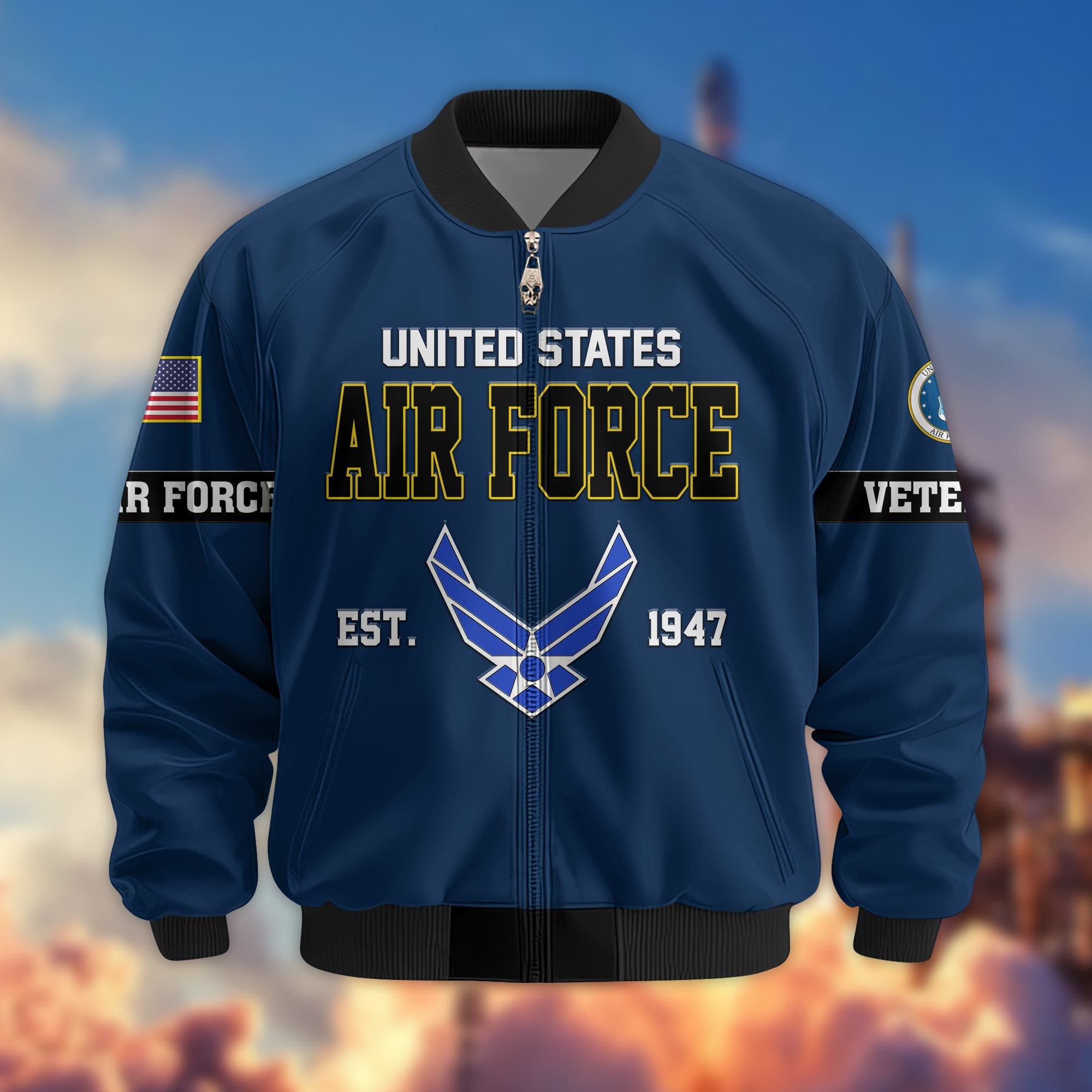 Premium US Veterans Bomber Jacket, Gifts For US Veterans, Gifts On Father's Day, Veterans Day.