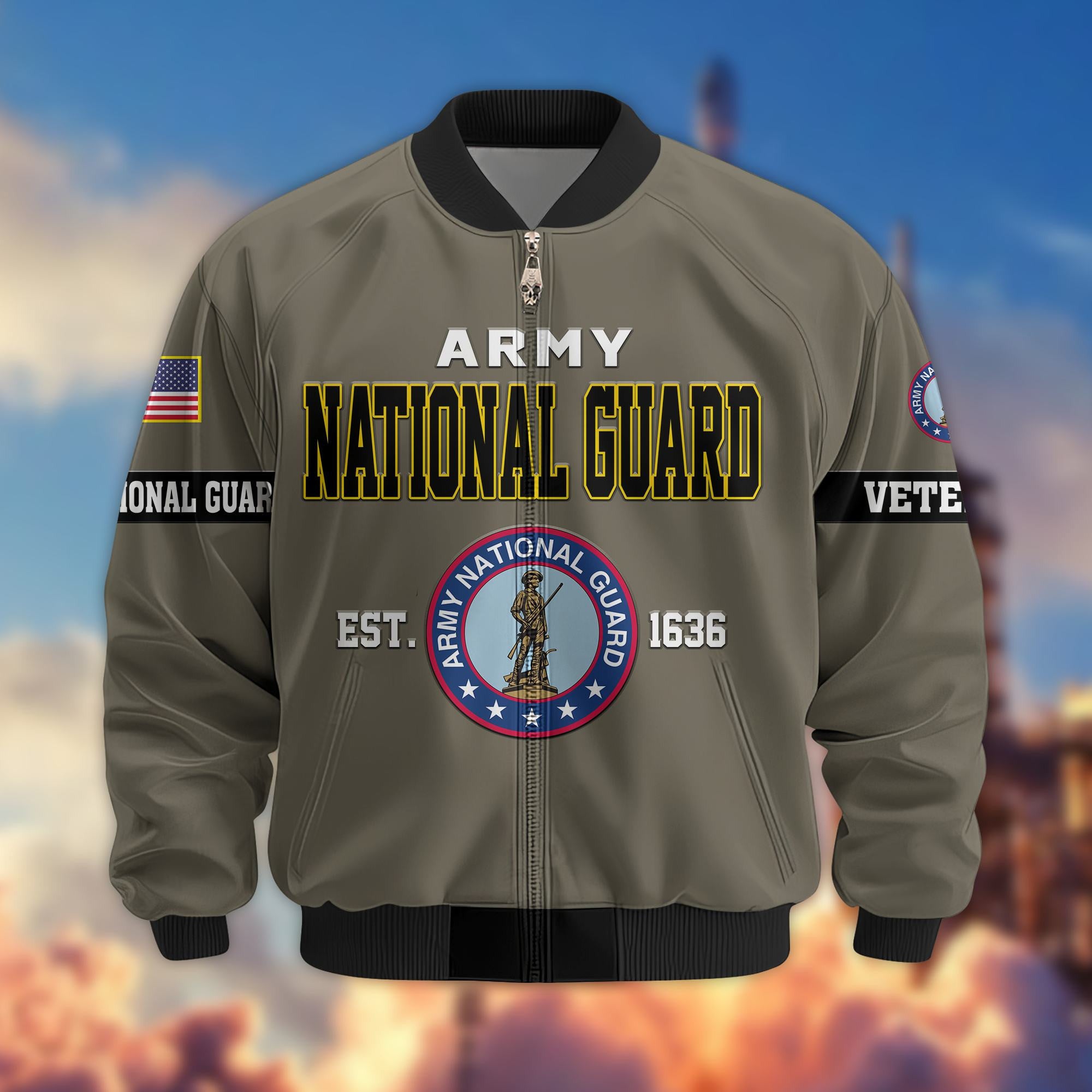 Premium US Veterans Bomber Jacket, Gifts For US Veterans, Gifts On Father's Day, Veterans Day.