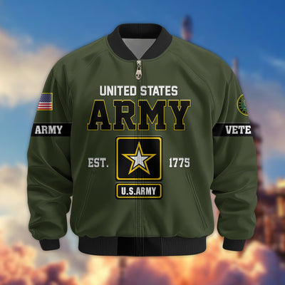 Premium US Veterans Bomber Jacket, Gifts For US Veterans, Gifts On Father's Day, Veterans Day.