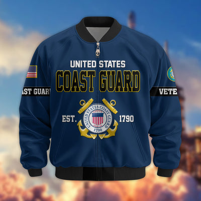 Premium US Veterans Bomber Jacket, Gifts For US Veterans, Gifts On Father's Day, Veterans Day.