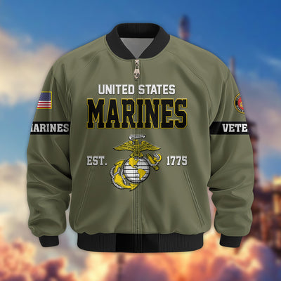 Premium US Veterans Bomber Jacket, Gifts For US Veterans, Gifts On Father's Day, Veterans Day.